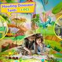 PigPigPen 3pc Dinosaur Play Tent for Kids, Baby Ball Pit, Crawl Tunnel, Castle Tents for Toddlers, Children Indoor & Outdoor Playhouse Toys, Perfect Kids Gifts (118 inches x 47 inches x 51 inches)