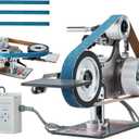 VEVOR Belt Grinder Sander, 30 x 1-Inch Variable Speed Belt Polisher with VFD, 550W Polishing Grinding Machine with 2 Grinding Moulds & 3PCS Sanding Belts for Metalworking, Knife Making