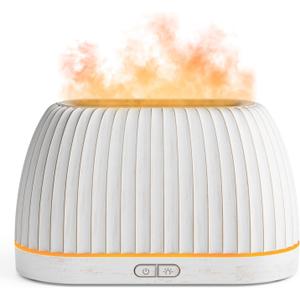 SOULORIGIN Essential Oil Diffuser, Flame Effect Aromatherapy Diffuser with 7-Color LED Lights & Auto Shut-Off, Ultrasonic Diffusers for Home, 120ml Samll Scent Diffuser for Essential Oils - White