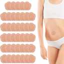 40 Pcs Castor Oil Patches, Disposable Self-Adhesive Castor Oil Belly Button Patch, Belly, Anti Leakage Design Floral Pattern Patches (Skin Color)