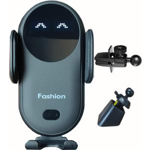 Wireless Car Charger Mount, Cute Car Phone Holder, Automatic Clamping Air Vent Dashboard Smart Phone Holder for iPhone 15/14/13/12/11//XS/XR/8, Samsung S23/22/21/20/Note 20, etc (Black)