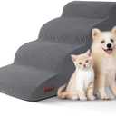 Aodisman Dog Steps for Bed, 4-Step Dog Stairs Ramp for Small Dogs and Cats, Indoor Non-Slip Pet Stairs Suitable for Older, Short-Legged, and Puppy Dogs to Climb onto High Beds and Couch, 17.4" H, Grey