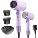 Fast-Drying Ionic Hair Dryer,1875 Watt High-Speed Ionic Blow Dryer with Diffuser/Concentrator/Comb Nozzle,LED Temp Display,Intelligent Temp Control,Low Noise for Home Salon Travel (Purple)