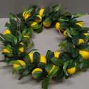 Lemon Wreath - Yellow Lemon with Artificial Green Leaves Wreath for Home Holiday Front Door Decor (20inch)