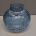 Blue Glass Vase for Tulips, Ribbed Glass Vase for Flowers, Round Flower Vases, Small Short Vases for Living Room, Office, Coffee Table, Shelf, Wedding, 6 Inches