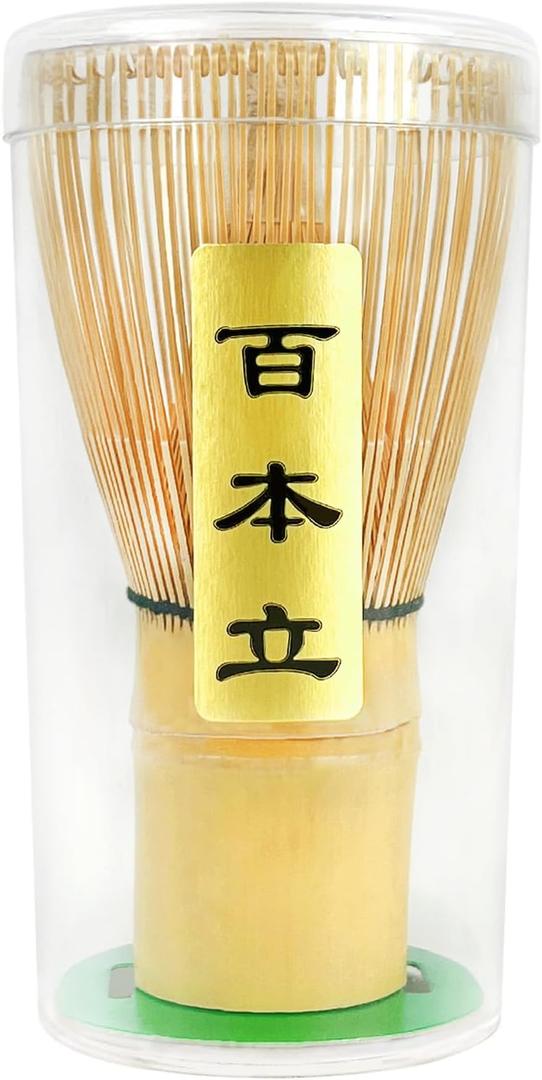 Matcha Whisk, Matcha Bamboo Whisk, Matcha Whisks Set for Matcha Powder Handcrafted Organic Traditional Japanese Chasen, 100-Prong Matchas Stirrer Wisk Mixer Brush for Authentic Tea Preparation