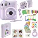 Fujifilm Instax Mini 12 Instant Camera Pastel Blue with Film Value Pack (40 Sheets) + Accessories Including Galaxy Carrying Case Strap, Photo Album, Stickers (Purple)