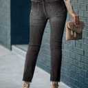 Sidefeel Women's Boyfriend Jeans Stretchy Ripped Distressed Zimbaplatinum Denim Pants Size 8 (Black)