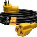 6Ft Heavy-Duty 15-A Right-Angle Extension Cord,12AWG 90-Degree 15-Amp Household Plug to 20-Amp T-Type Extension Cable,5-15P to 5-20R,5-15P to 6-15R/20R,125V AC Power Extension Cord
