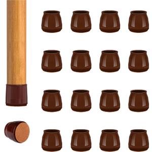 Set of 16 Round Chair Leg Floor Protectors, Felt Pads Chair Leg Protectors for Hardwood Floors, Silicone Chair Leg Cups Covers Felt Pads, Prevents Scratches & Reduce Noise, Brown, X-Small (Universal XS(0.70''-0.90''))