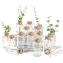16 Glass Bud Vases 6.4“ H, Mason Jars Transparent Centerpiece Vases with Hemp Rope for Weddings Parties Farmhouse Decor