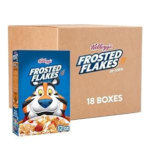 Kellogg's Frosted Flakes Breakfast Cereal, Kids Cereal, Family Breakfast, Original (18 Boxes), Best Before: APR/11/2026