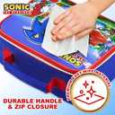 Sonic The Hedgehog Insulated Lunch Bag Cooler Bag Kids Lunch Box Travel School Supplies Gamer Gifts for Boys (Blue/Red)