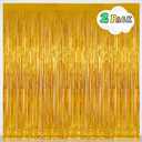 4 x Gold Tinsel Backdrop Party Decorations, Melsan 3.2 x 8 ft Foil Fringe Curtains for Birthday, Anniversary, Graduation, New Year Eve, Pack of 2