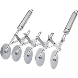Juome 5 Wheel Pastry Cutter Stainless Pizza Slicer Multi-Round Dough Cutter Roller Cookie Pastry Knife Divider with Handle