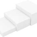 3 Pack White Buffet Food Risers, Step 12 1110 Large Size Acrylic Cube Box Display for Dessert Table Display Set Food Drink Collectibles Jewelry Figures, Display Stands for Retail Vendor Events,5 Side, Rectangle