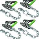 VULCAN Ratchet Buckle - Chain Anchor - 2 Inch Handle - High-Viz - 4 Pack - 3,300 Pound Safe Working Load