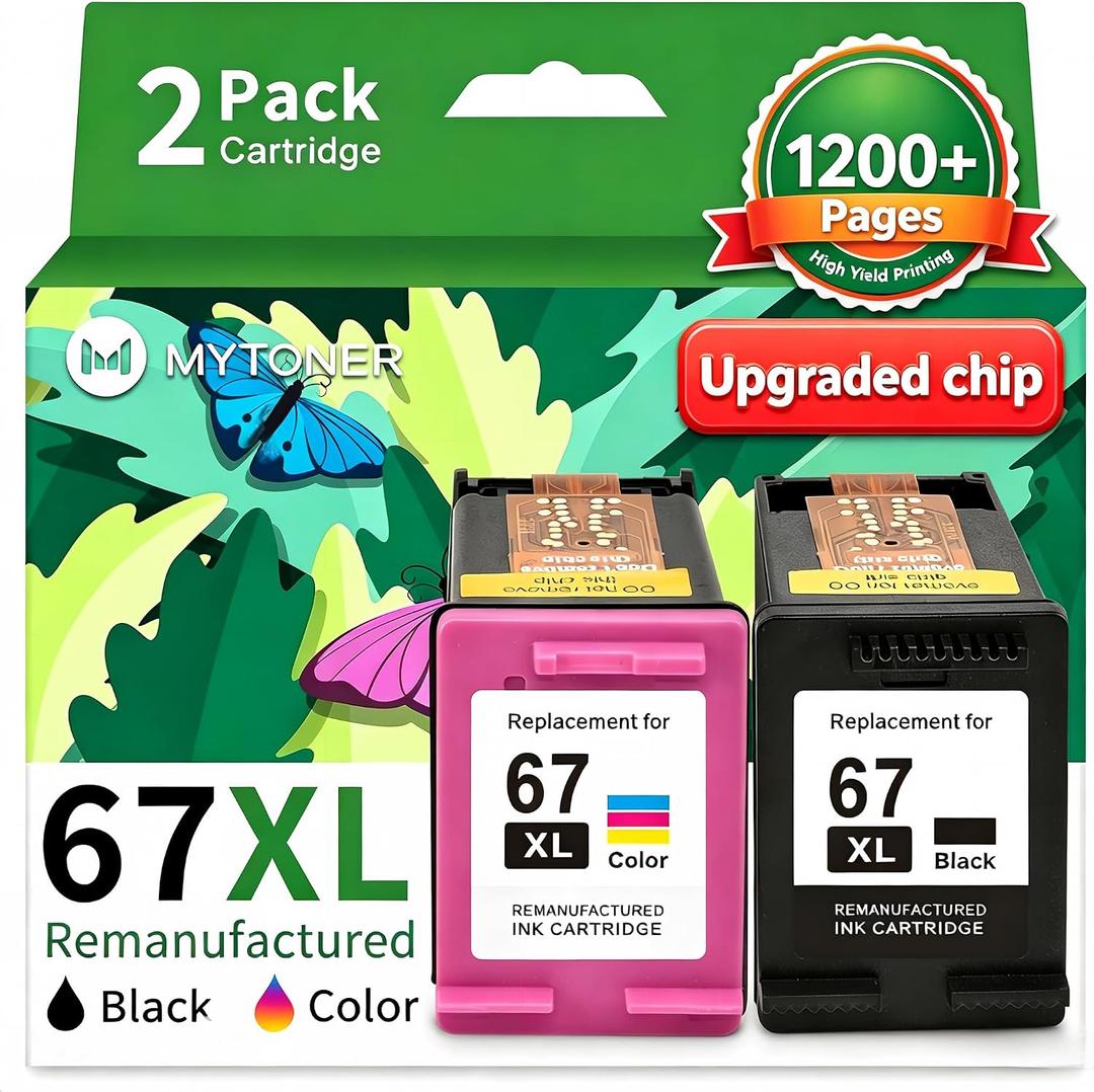 67XL HP Printer Ink Replacement for HP Ink 67 Work with 6055e 2800e
67 Black/Color Combo Pack HP 67XL for DeskJet 2755e 2855e 2855 4155e 2700e 2700 Envy 6000 6400 Envy Pro 6458 Printer Ink 67