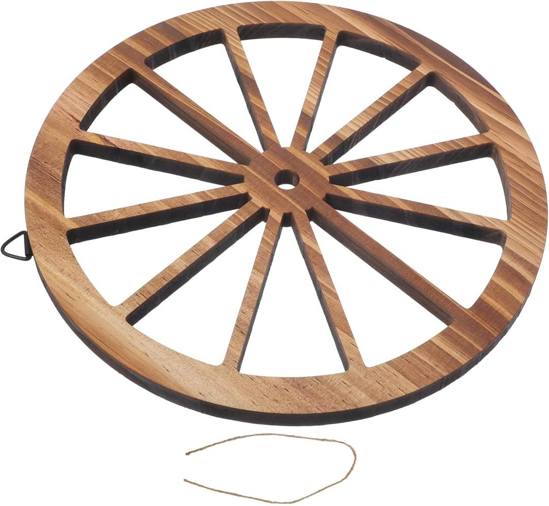 BESPORTBLE Vintage Wooden Wheel Wall Decor Rustic Art for Home Bar Garage Office Wooden Ornament (20X20X2CM) BESPORTBLE Vintage Wooden Wheel Wall Decor Rustic Art for Home Bar Garage Office Wooden Ornament (20X20X2CM)