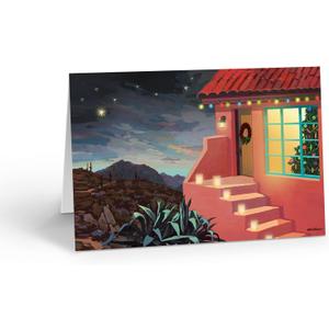 Stonehouse Collection Desert Pueblo Home - 18 Southwest Christmas Cards & Envelopes