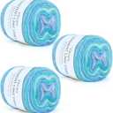 Aeelike Gradient Yarn for Crocheting, 3 Skeins Cake Yarns 100g (3.52 oz) 245m (267 Yards) # 3 Light Weight - Super Soft Ombr Fairyland Yarns for Making Colorful Crafts, Blue Green Gradient