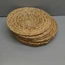 Natural Round Placemats Set of 8, Woven Placemats 13.7", Herringbone Pattern, Table Mats Braided Heat Proof, Farmhouse Boho Table Place Mat Ourdoor Wicker Chargers for Dinner Plates