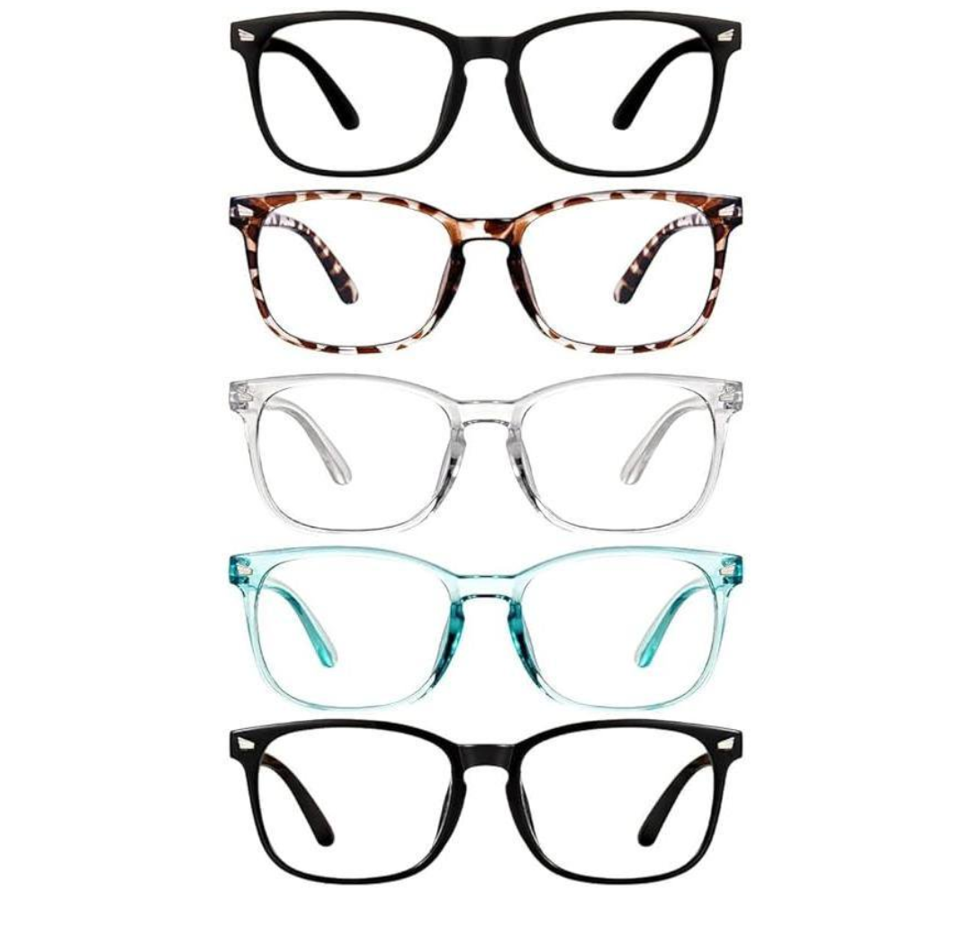 Reading Glasses for Women/Men 5 Packs Eyeglasses Blue Light Glasses Readers for Computer Eye Cheaters Blocking - Oversize Square Anti Glare Eyestrain, Filtering, Anti-UV400/Glare/Fatigue Vision