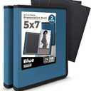 Dunwell Small Photo Album 5x7 (2-Pack, Blue), Mounting Paper, 5 x 7 Photo & Art Portfolio Presentation Binder, 24 Sleeves Display 48 Pages, Professional Picture Book for 5x7 Artwork, Postcards (5x7" w/ BLK Paper, Cobalt Blue)