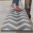 Kitchen Rugs Non Slip Washable Kitchen Mats for Floor, Super Absorbent Oil and Water Linen-Look Woven Runner Rug, Kitchen Sink Mat Standing Mat, Gray 17"x47" (Grey)