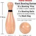 Long game NI-ROU Outdoor Giant Lawn Bowling Games Rubber Wooden Lawn Set Fun Sports Games Outside or Indoor for Family Adults and Kids Backyard Skittles Carrying Bag with 10 Pins and 2 Balls