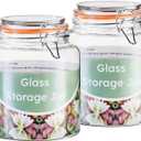 0.6 Gallon Glass Storage Jar with Airtight Lid, Wide Mouth Glass Canister Set of 2, Food Grade Clear Glass Container for Pantry Dry Food Storage, Pickling, Fermenting and Kitchen Organization