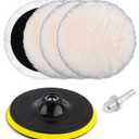 6 Pcs 6 Inch Wool Polishing Buffing Pads, Buffing Wheel for Drill Buffer, M14 Drill Adapter
