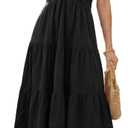 Florboom Women's Casual Sleeveless Halter Sundress Long Dress Date Night Trendy Party Dresses with Pockets (Black, M)