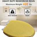 Angol Shiold ELONGATED Gold Glitter Resin Toilet Seat Soft Close Quick Release Adjustable Hinge Heavy Duty Easy Install & Clean Decorative Acrylic Seats(19 Inch, Gold Glitter, Upgraded hinge)
