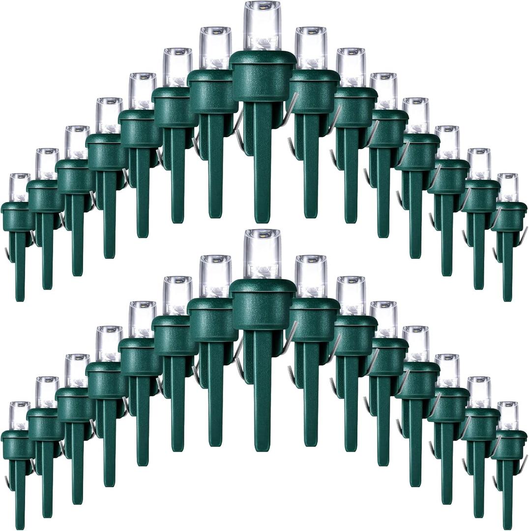 Honoson 180 Count 5 mm Winter LED Replacement Bulbs Bulk Wide Angle Winter LED Light Bulbs String Replacement Festival Light Garland Outdoor Tree Home Decoration (Green Base with Cold White Bulb)