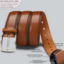 DOOPAI Men's Genuine Leather Dress Belt 2Pack - Handmade Classic Casual and Business Belt, 100% Cow Leather Prong Buckle,