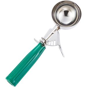 Saebye 2.7 OZ Scoop - #12 (1/3 Cup) - Disher, Ice Cream Soop, Cookie Scoop - Portion Control - 18/8 Stainless Steel, Green Handle, For Cookie, Ice Cream, Meatball, Muffin, Cupcake, Vegetable Salad