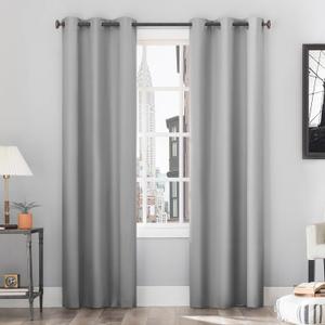 Sun Zero Cyrus Thermal 100% Blackout Grommet Curtain Panel Pair (40"W x 63"L (Pack of 2), Silver Gray)