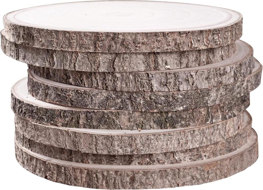 8 Pcs Large Unfinished Wood Slices, 10-11 Inches Wood Slabs for Centerpieces Natural Wooden Circle, DIY Wood Centerpieces for Tables Wedding Party Door Sign Decor