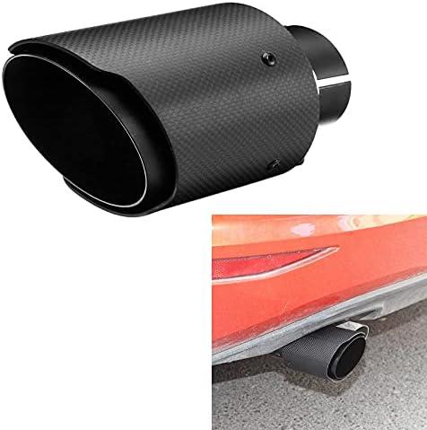 Vechkom 2.5 "Inlet 3.5" Outlet Exhaust Tips Exhaust Stainless Steel and Glossy Carbon Fiber Car Exhaust Tip 6.6" Length Universal for Vehicles with 2.5" O.D.(Matt All Black)