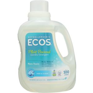 Earth Friendly Products Ecos 2X Liquid Laundry Detergent Free & Clear, 100 Fl Oz (Pack of 4)