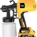 Wireless HVLP Spray Gun with Lithium-ion Battery - Electric Paint Tool, 3 Spray Modes (Wide to Narrow), Detachable Container and Easy to Clean Nozzle (Single Machine + 1 Battery)