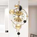 Large Wall Clock,Modern Silent Non-Ticking Metal Wall Clocks,Battery Operated Wall Clock for Living Room, Kitchen, Bedroom, or Office Wall Decor (32") (Gold)