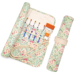 Funny live Paint Brush Holder Art Supplies, Artist Brush Holder & Storage Organizer Roll-Up Case Bag, Protect Acrylic Oil Watercolor Paintbrushes (Pink Rose 20 Slot Pockets)