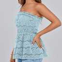 PRETTYGARDEN Women's Boho Tube Tops 2025 Summer Strapless Off Shoulder Eyelet Smocked Peplum Trendy Going Out Bandeau Top (S)