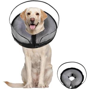 Inflatable Dog Cone Collar-Enhanced Anti-Licking Protective Cone with Adjustable Strap-Soft Dog Donut Collar Recovery Cone for Pets After Surgery(Grey, M)