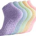 Breslatte Non Slip Hospital Socks with Grips for Women Grip Slipper Socks for Women Gifts (One Size, 5 Pairs 1 Lightcolor)