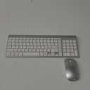 Wireless Keyboard and Mouse Ultra Slim Combo, TopMate 2.4G Silent Compact USB 2400DPI Mouse and Scissor Switch Keyboard Set with Cover, 2 AA and 2 AAA Batteries, for PC/Laptop/Windows/Mac-Silver White