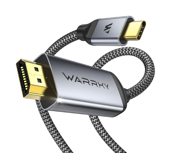 USB-
WARRKY USB C to HDMI Cable 4K 60Hz[Anti-Interference, Gold-Plated Plugs] Aluminum HDR Type-C to HDMI 2.0 Cord, Thunderbolt 3/4/5 Compatible for iPhone 15/16 Series, MacBook, iMac, iPad Pro, Galaxy-6ft