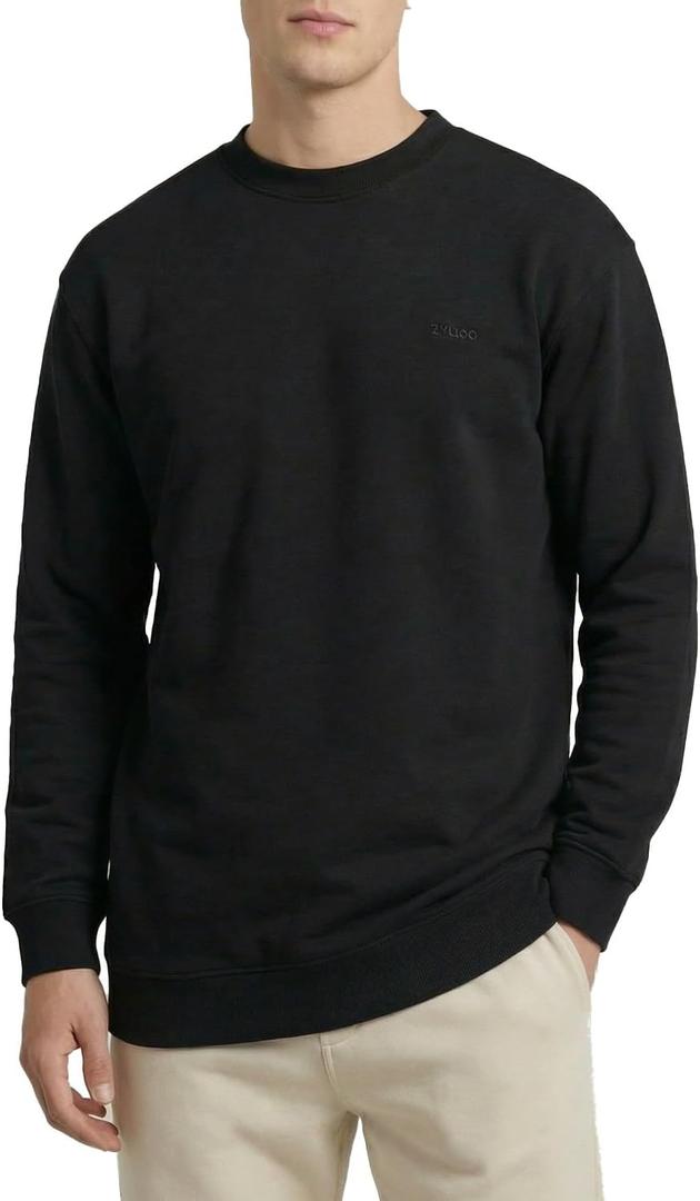 Zylioo Men Tall Sweatshirt Crewneck Pullover Long Fit Soft Casual Sweatshirt Top for Tall Men Daily Wear (Black, XXL)